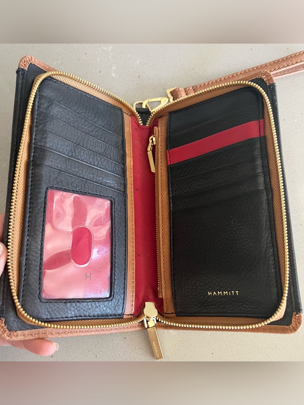 Hammitt Bryant Contrast Trim Continental Wristlet Wallet North End Brushed Gold - Picture 9 of 13
